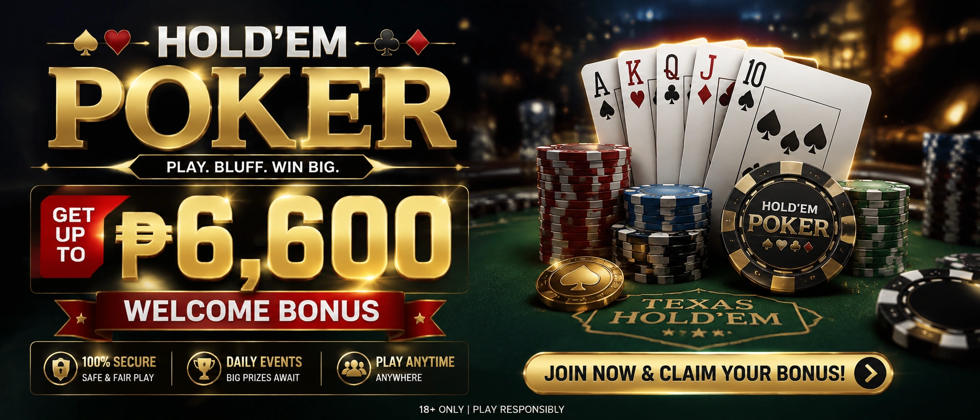 Online Poker lobby and table view for Filipino players